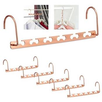 Organizador de Armario Multiplo 6x, Perchas para 12 Ropa, Ahorra Espacio, Ganchos Horizontal y Vertical, 26 cm, Metal Cobre