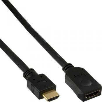 Cable HDMI de Alta Velocidad 1m Negro con Conectores Dorados Macho a Hembra