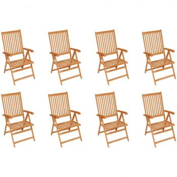 vidaXL Reclining Garden Chairs 8 pcs Solid Teak Wood