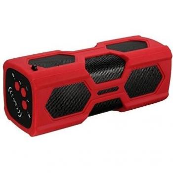 Elegiant Portable Outdoor Sport Boombox NFC altavoz inalámbrico Bluetooth prueba de polvo a prueba de golpes Altavoz Bass sonido Subwoofer 2 en 1 función con 3600 mAh Power Bank/Mic/NFC Función y gancho de metal Loop rojo rosso