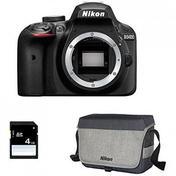 Cámara Réflex Digital Nikon D3400 Cuerpo Negro + Bolsa + Tarjeta SD de 8 GB