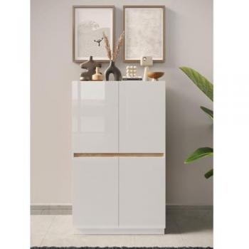 Aparador Alto Utopía Blanco Lacado/Roble 4 Puertas 105 x 170 cm