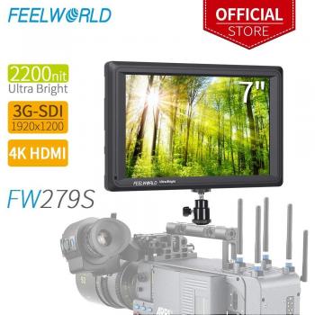 Feelworld FW279S 7 Pulgadas Ultra Brillante On Cámara Field Monitor de Campo DSLR Camera Full HD Focus Video Assist 1920x1200 IPS con 4K HDMI 3G SDI Input Output 2200nit Alto Brillo