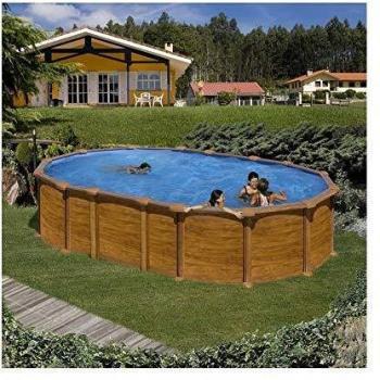 Gre KITPROV6188WO Amazonia - Piscina Elevada Ovalada, Aspecto Madera, 610 x 375x 132cm