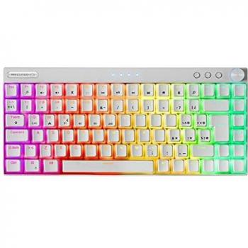 Mars Gaming MKCLOUD, Teclado Mecánico Inalámbrico RGB Blanco, Ultra-compacto 75%, Switch Outemu SQ PRO Azul, Idioma Español+US