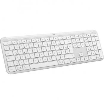 Teclado Inalámbrico Logitech Signature Slim K950 - Blanco Off-White, Diseño Delgado, Conexión Bluetooth 5.1 LE, Disposición QWERTZ Alemán