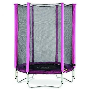 Plum- Cama elástica Rosa con Red de protección 140 cm de diámetro, Color
