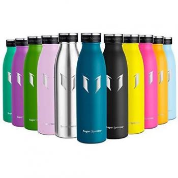 Super Sparrow Botella de Agua Acero Inoxidable- 750ml - sin BPA - islamiento de Vacío de Doble Pared, Botellas Frío/Caliente, Reutilizable para Niños, Colegio, Sport, Gimnasio, Bicicleta