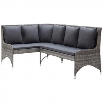 Garden Corner Sofa Set 2 Pieces Grey Poly Rattan