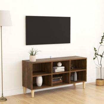 Mueble de TV patas madera maciza roble marrón 103,5x30x50 cm
