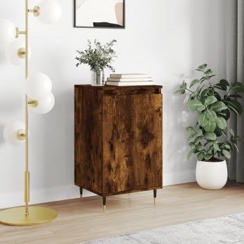 Aparador de madera de ingeniería 40x35x70 cm con puertas y cajón, mueble de almacenaje moderno en roble ahumado y blanco