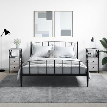 Mesita de Noche VidaXL 2 Unidades Madera Ingeniería 34x35,5x70 cm en Negro, Roble Sonoma y Roble Ahumado - Mesas Auxiliares Modernas para Dormitorio y Salón