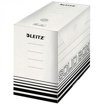 Caja Archivadora LEITZ Solid, Blanco/Negro, 150 mm, 10 Unidades, Cartón Reciclado