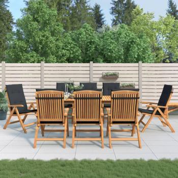 Reclining Garden Chairs with Cushions - 8 pcs Solid Teak Wood