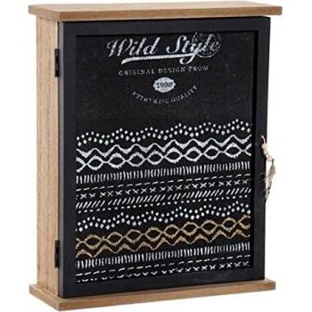 Armario De Llaves Dkd Home Decor Wild Style Negro Cristal Madera MDF