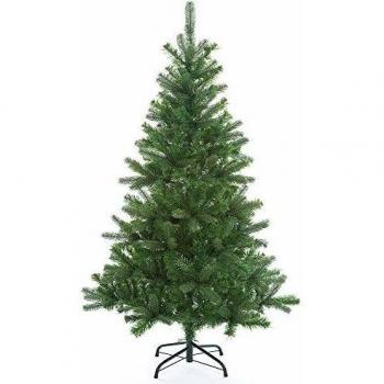 Árbol de Navidad Artificial 140 cm con 470 Ramas y Soporte Metálico, Mezcla Verde y Blanco, Fácil Montaje