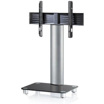 Soporte de TV Aluminio Cristal con Ruedas Tosal Plata para Pantallas de 32 a 70 (H. 100 cm x B. 60 cm x T. 44 cm)