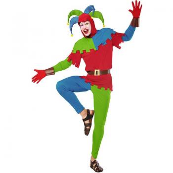 Kimokawaii Disfraz de Bufón medieval colorido para hombre