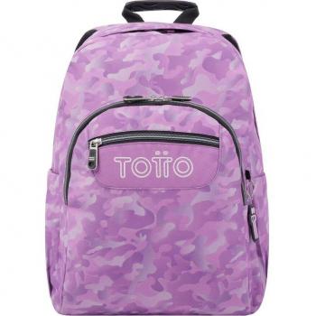 Mochila Totto Acuareles escolar adaptable a carro camuflaje rosa