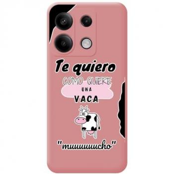 Funda Silicona Líquida Rosa con Diseño de Vaca para Xiaomi Redmi Note 13 5G