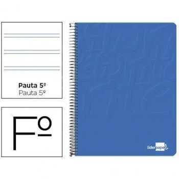 Cuaderno espiral liderpapel folio write tapa blanda 80h 60gr pauta 2,5 mm con margen color azul