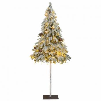 Flocked Snow Artificial Christmas Tree with 150 LEDs and Ball Set - 150 cm