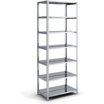 Estantería Atornillable Doble Cara Zincada para Oficina H2200xB750xT600mm con 7 Estantes y Capacidad de Carga de 90 kg