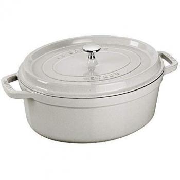 Staub 29cm Oval Cast Iron Cocotte White Truffle 4.2L