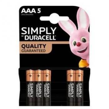 Baterías Duracell Mini Stilo AAA Simply MN2400 - Paquete de 5 Piezas