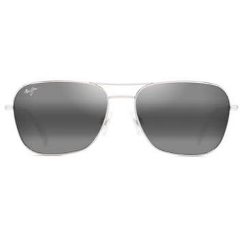 Maui Jim MJ0675S Polarized Silver Mirrored Sunglasses for Men, Full-Rim Square Metal Frame