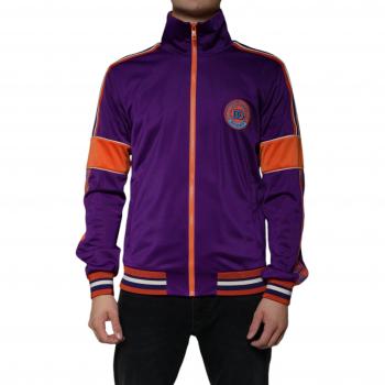 Purple Polyester Full Zip Long Sleeve Sweater with Logo - Size S