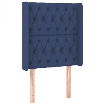 Cabecero con LED de tela azul 83x16x118/128 cm