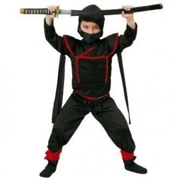 Disfraz Infantil de Ninja Shinoby con Capucha y Cintura 100% Poliéster para Fiestas - Guirca
