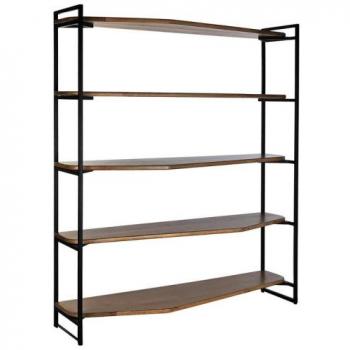 Estantería DKD Home Decor Negro Natural Metal Madera de mango 150 x 40 x 181 cm