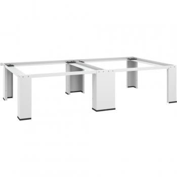 Adjustable Washing Machine Stand with Pull-Out Shelf - White