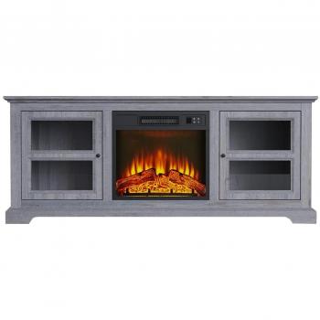 Chimenea eléctrica con aparador CHE-900, mueble aparador rústico color gris