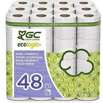 Gcecologic+ Papel higiénico doméstico, de celulosa reciclada: 48 rollos de 34,5 m. c/u; 1656 metros totales de papel de baño