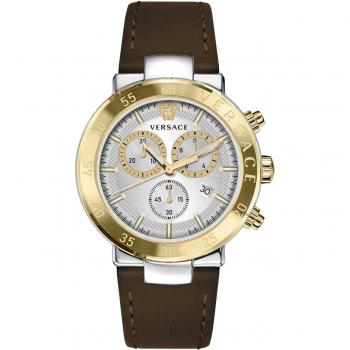 Versace Chronograph Urban Mystique Leather Watch, Yellow male, Size: ONE SIZE