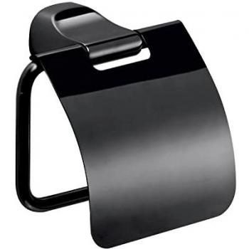 Portarrollo de Papel Higiénico con Tapa Stelvio Negro Mate 13.1x12.3 cm