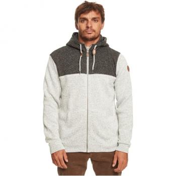 Sudadera con capucha Quiksilver Keller Full Zip para hombre en gris claro y negro, talla L