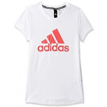 adidas Yg Mh Bos tee Camiseta de Manga Corta, Niñas, White/Core Pink, 5-6Y