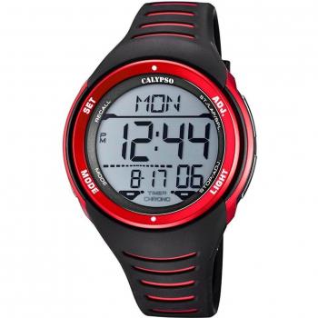Reloj Calypso K5807/3 Color Splash Digital para Hombre con Correa de Caucho Negro Gris