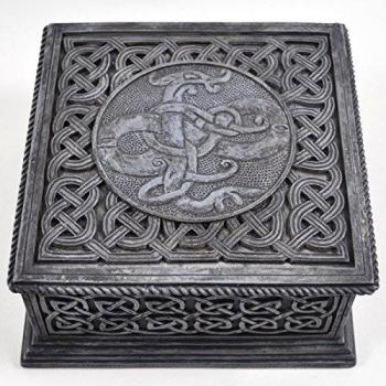 Celtic Square Box - Black Resin Patterned. Storage for trinkets & jewellery. Gothic Pagan Decor by Fiesta Studios