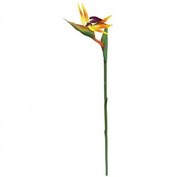 Vara Planta Artificial Ave del Paraíso 81 Cm - Decoración Realista, Pájaro del Paraíso Artificial, 81 cm, Látex, Color Verde/Naranja