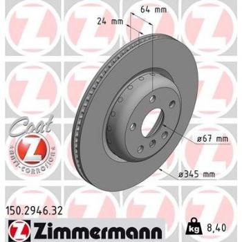 Disco de freno ZIMMERMANN 150.2946.32