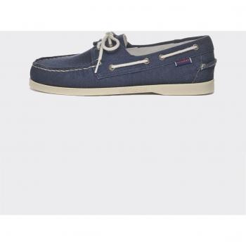 Sebago Portland Washed Canvas Blue Boat Sneakers