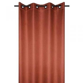 Cortina Opaca Uni Terracota Efecto Tela de Yute 140 x 260 cm 100% Poliéster Listo para Colocar