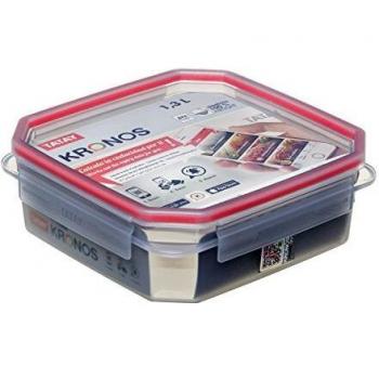 Tatay Fiambrera de Alimentos Kronos, con código QR Exclusiva y APP,  1.3L de Capacidad, Hérmetica, Libre de BPA, Apto Lavavajillas y Microondas. Apilables. Medidas 18.8 x 18.8 x 6.6