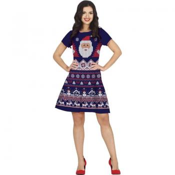 Vestido de Navidad tejido a crochet para mujer con detalles festivos