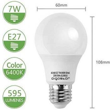 Bombilla LED Bajo Consumo 7W 6400K E27 560lum Serie A5A60